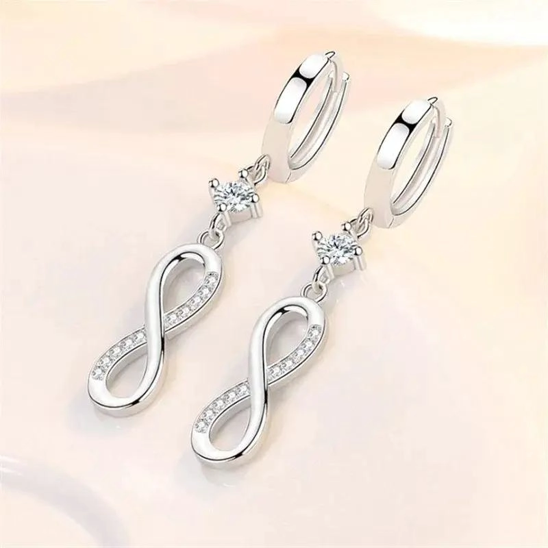 AROS COLGANTES DE PLATA 925 CON ZIRCONIA CUBICA PARA MUJER - 5