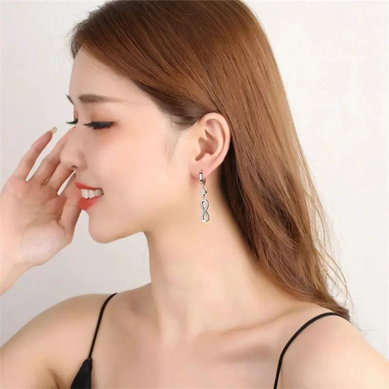 AROS COLGANTES DE PLATA 925 CON ZIRCONIA CUBICA PARA MUJER - 8