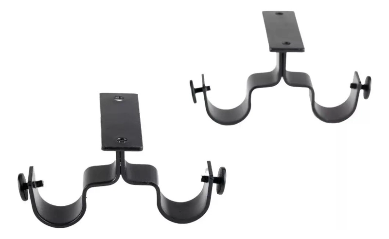 PACK DE 2 SOPORTES DOBLE DE TECHO PARA BARRAS DE CORTINA - 1