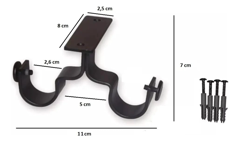 PACK DE 2 SOPORTES DOBLE DE TECHO PARA BARRAS DE CORTINA - 4