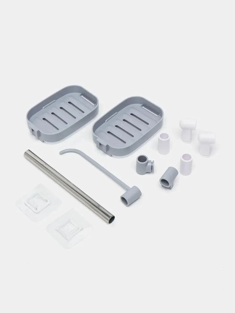 ORGANIZADOR DE DUCHA JABONERA GIRATORIA 3 NIVELES BLANCO Y GRIS - 10