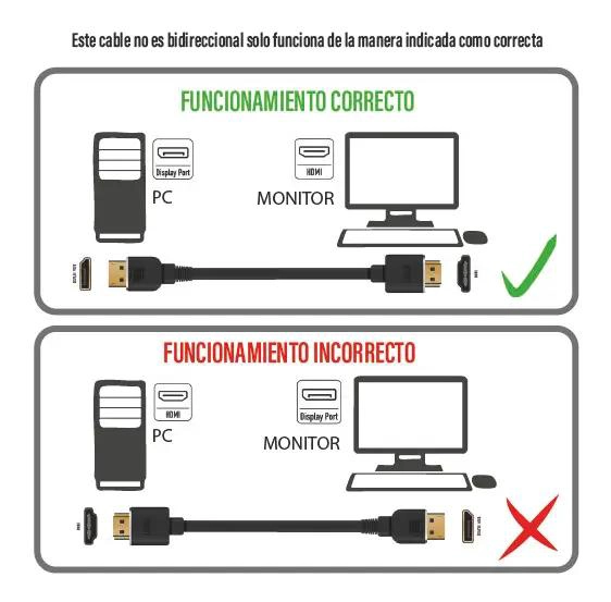 CABLE DISPLAYPORT A HDMI 1.8 METROS PARA MONITORES - 2