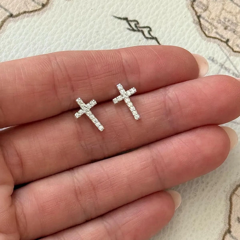 AROS DE CRUZ BRILLANTES EN PLATA 925 PARA TODOS - 3