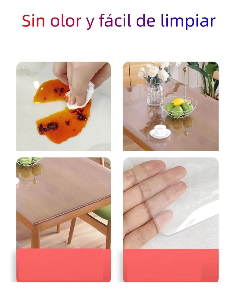 PROTECTOR DE MESA TRANSPARENTE DE PVC 80CM X 140CM - 5