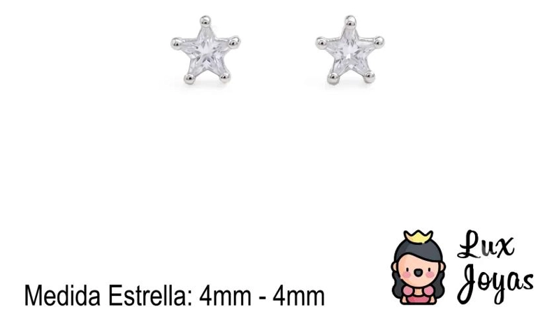 AROS DE PLATA 925 CON DISEÑO DE ESTRELLA Y CIRCONITAS - 2