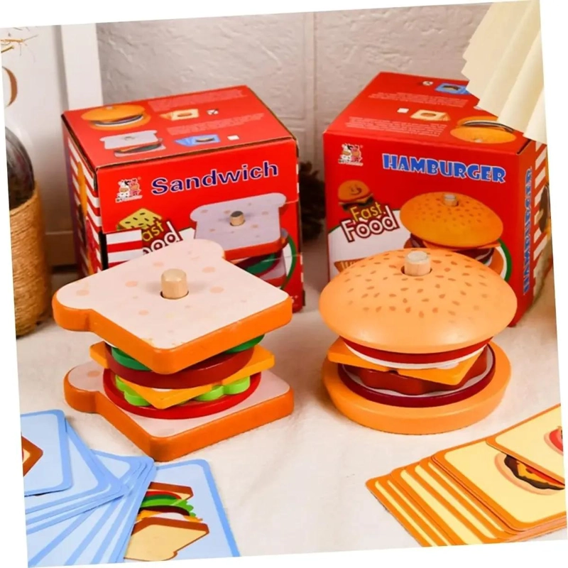 JUEGO DIDACTICO SANDWICH DE MADERA PARA NIÑOS - 10