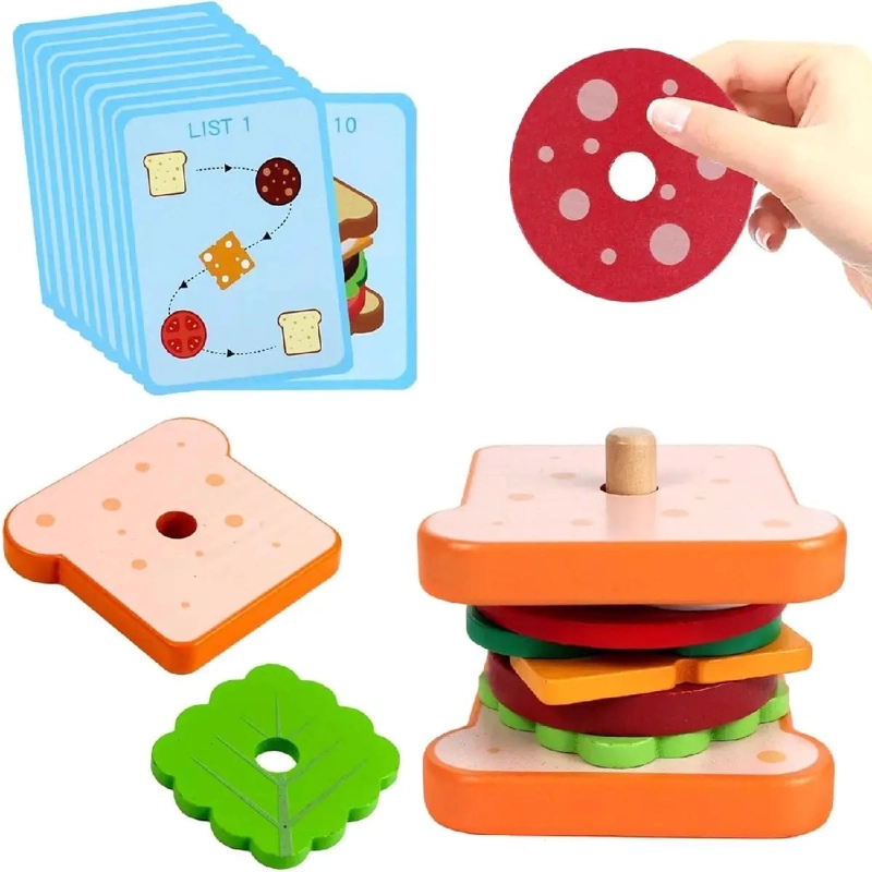 JUEGO DIDACTICO SANDWICH DE MADERA PARA NIÑOS - 6