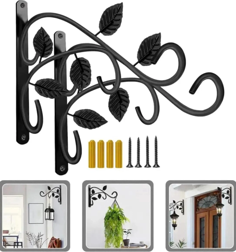SOPORTE DECORATIVO PARA PLANTAS COLGANTES CON 2 GANCHOS DE PARED - 2