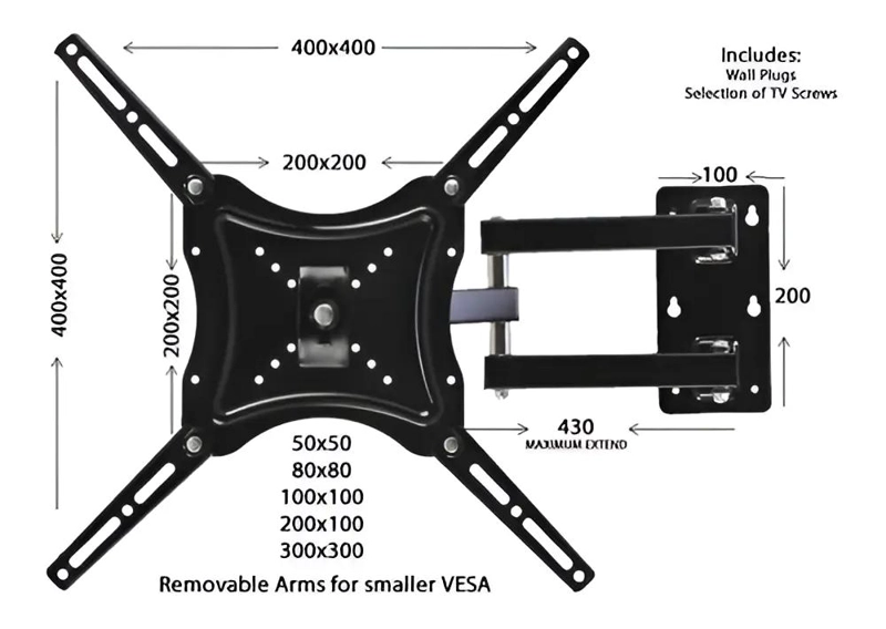 SOPORTE DE TV ARTICULADO PARA PANTALLAS DE 14 A 55 PULGADAS - 2