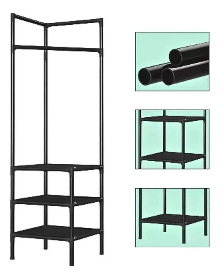 RACK ESQUINERO ORGANIZADOR DE ROPA MULTIFUNCIONAL EN METAL - 3