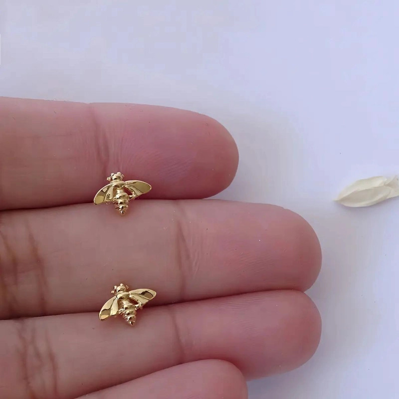 AROS DE ABEJA EN PLATA DE LEY BAÑADOS EN ORO PARA REGALO - 3
