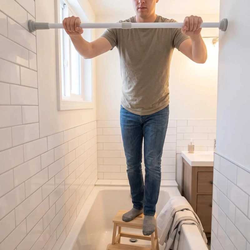 BARRA EXTENSIBLE PARA CORTINA DE BAÑO AJUSTABLE 70-120 CM - 2