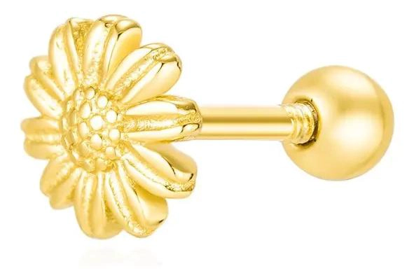 ARO DE FLOR EN PLATA 925 CHAPADA EN ORO DE 7 MM - 1