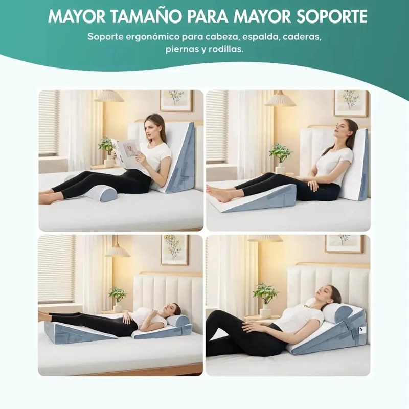 COJIN ERGONOMICO VISCOELASTICO ANTIRREFLUJO PARA ADULTOS CON SOPORTE AJUSTABLE - 2