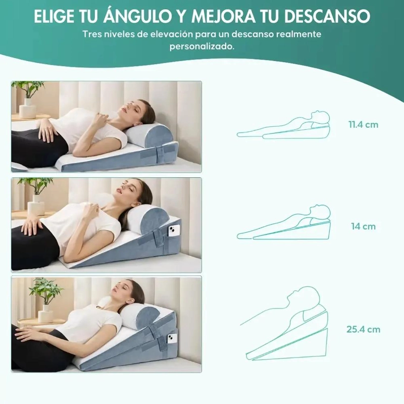 COJIN ERGONOMICO VISCOELASTICO ANTIRREFLUJO PARA ADULTOS CON SOPORTE AJUSTABLE - 5