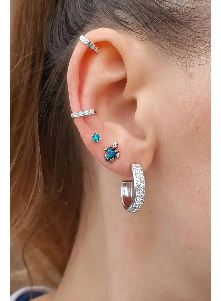 PENDIENTES TORTUGA DE OPALO EN PLATA 925 PARA NIÑAS - 2