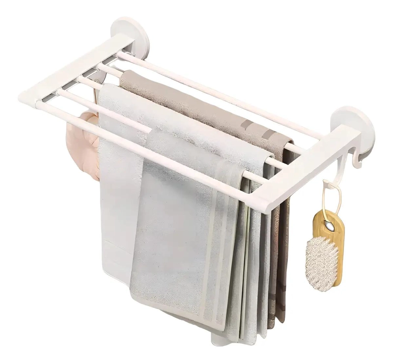 SOPORTE ORGANIZADOR DE TOALLAS DE ALUMINIO BLANCO PARA BAÑO - 1
