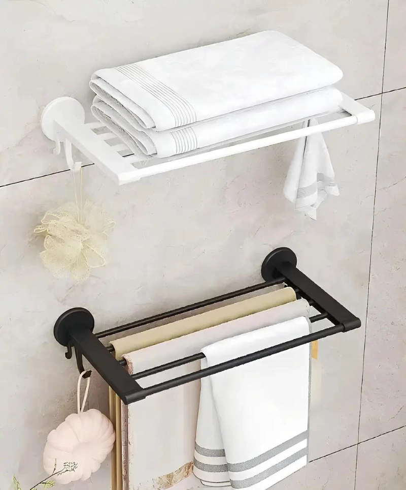 SOPORTE ORGANIZADOR DE TOALLAS DE ALUMINIO BLANCO PARA BAÑO - 2