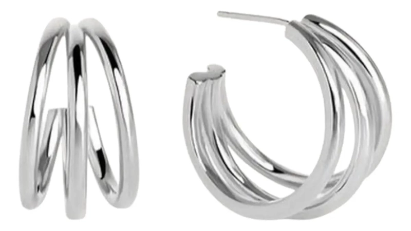AROS PENDIENTES DE 3 CAPAS EN ACERO INOXIDABLE ELEGANTES - 1
