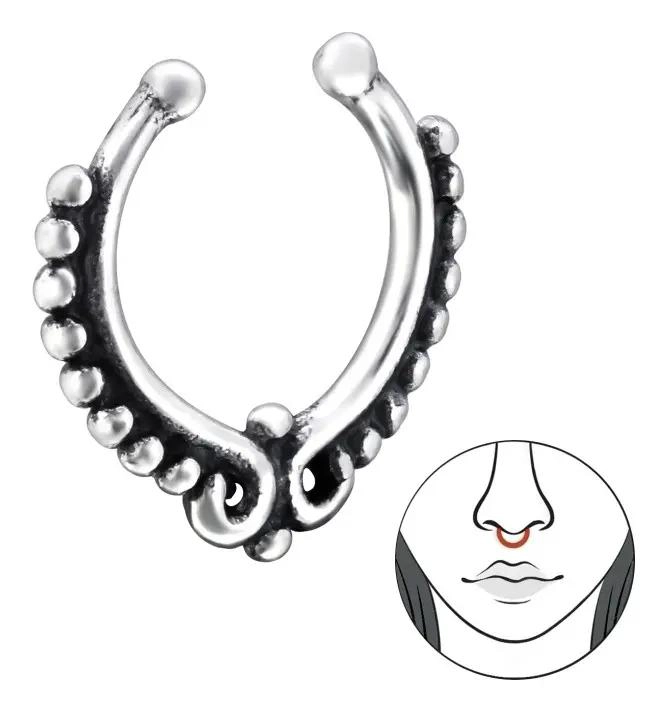 CLIP ARGOLLA FALSA PARA NARIZ EN PLATA 925 DE 11 MM - 1