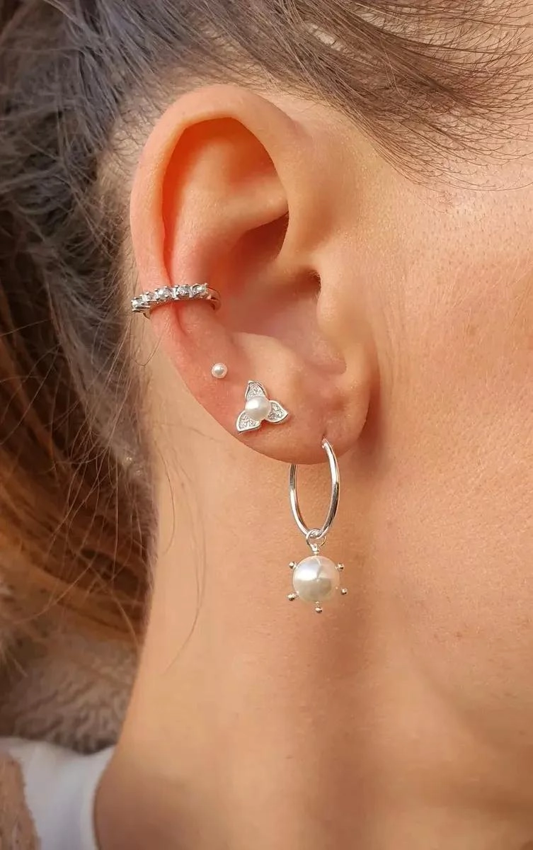 ARGOLLAS COLGANTES DE PLATA 925 CON PERLAS ELEGANTES - 2
