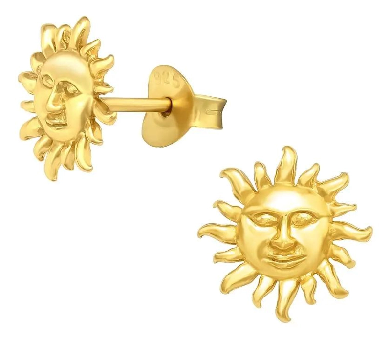 AROS DE SOL EN PLATA 925 BAÑADOS EN ORO PARA NIÑAS - 1