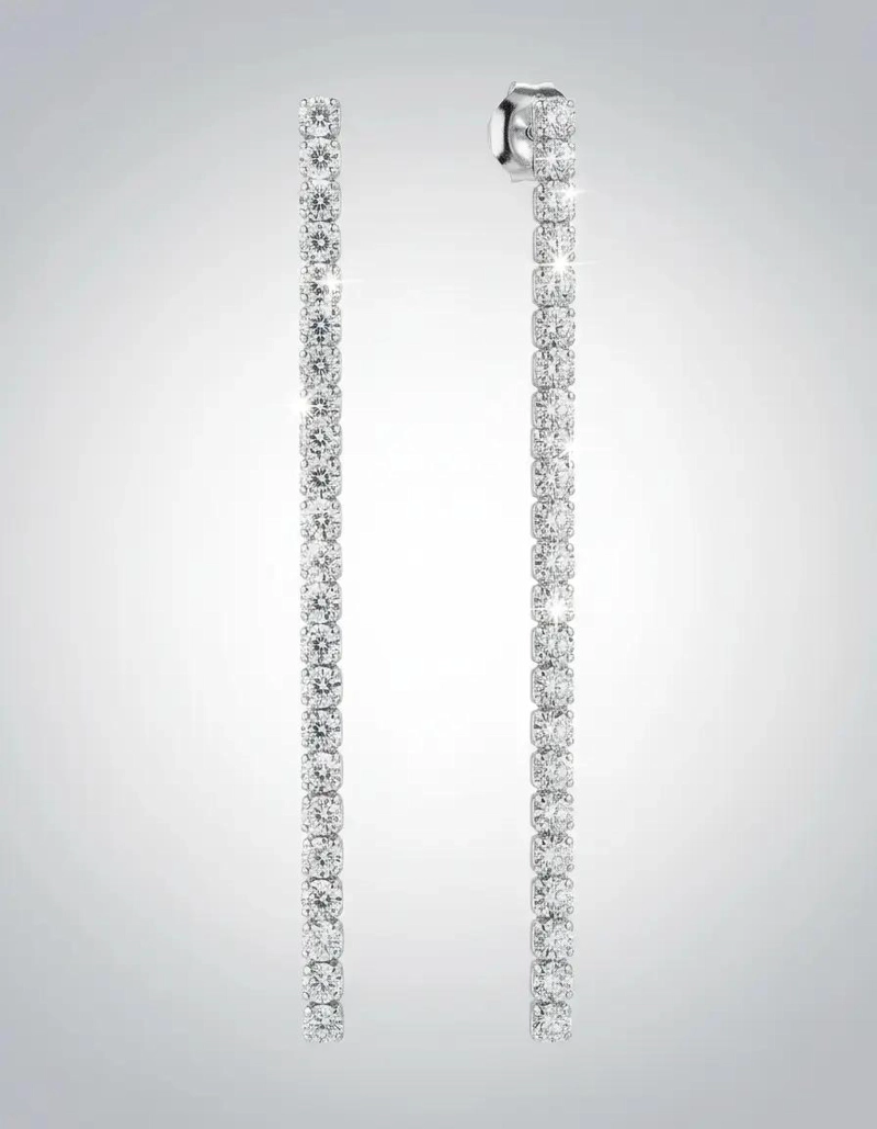 AROS DE PLATA 925 CON CIRCONES BRILLANTES PARA FIESTA - 2