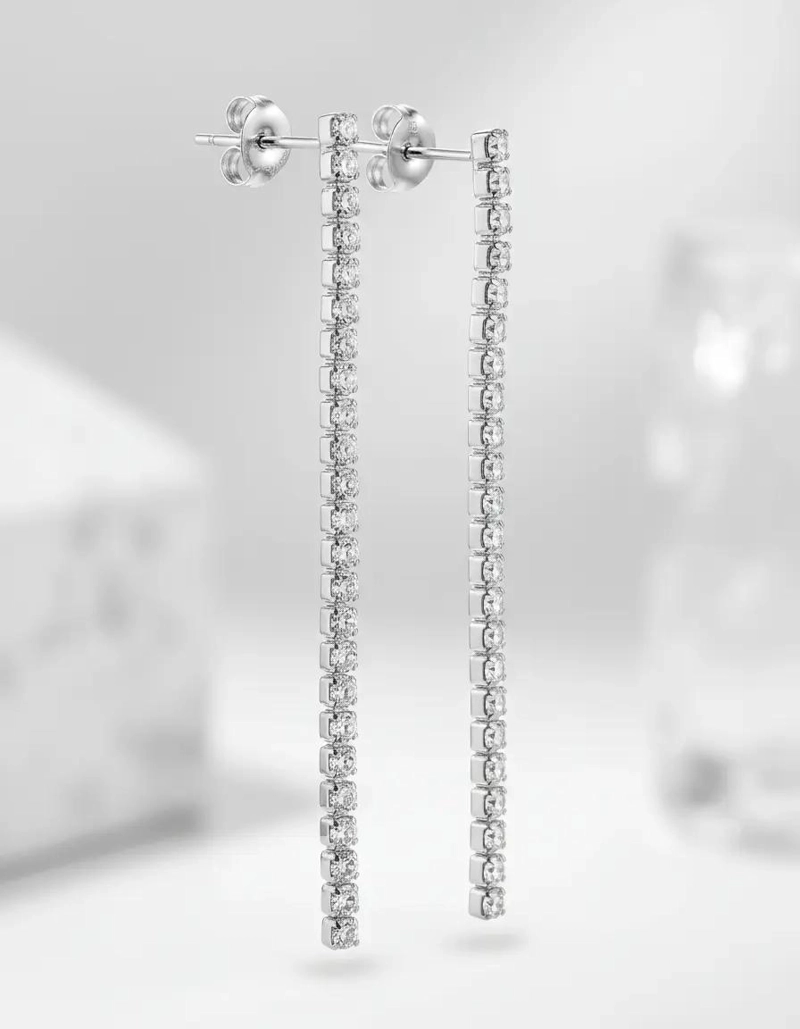 AROS DE PLATA 925 CON CIRCONES BRILLANTES PARA FIESTA - 7