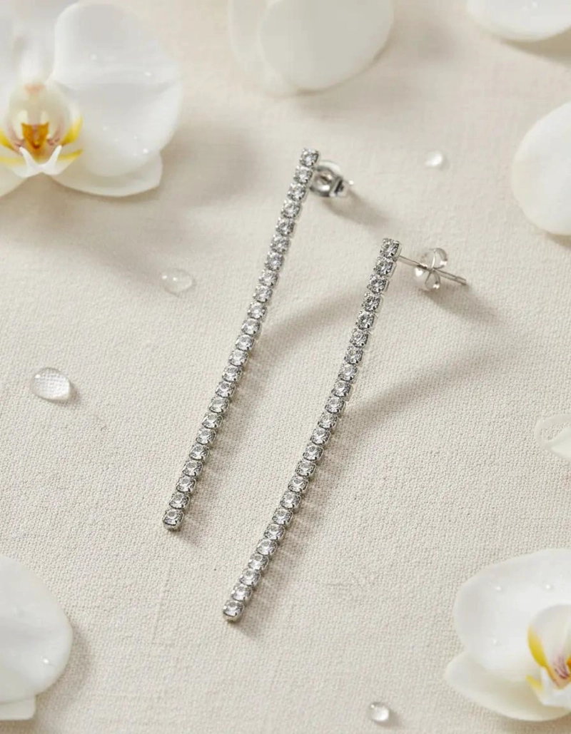 AROS DE PLATA 925 CON CIRCONES BRILLANTES PARA FIESTA - 8