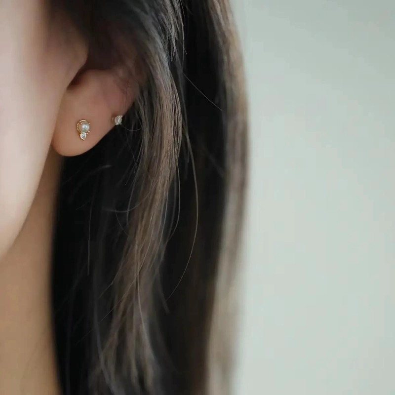 AROS DE PERLA EN ORO DE 18KT Y PLATA 925 ELEGANTES - 3
