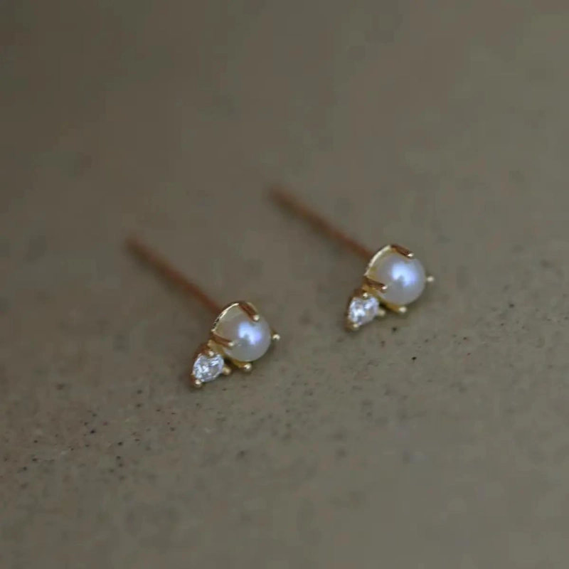 AROS DE PERLA EN ORO DE 18KT Y PLATA 925 ELEGANTES - 6