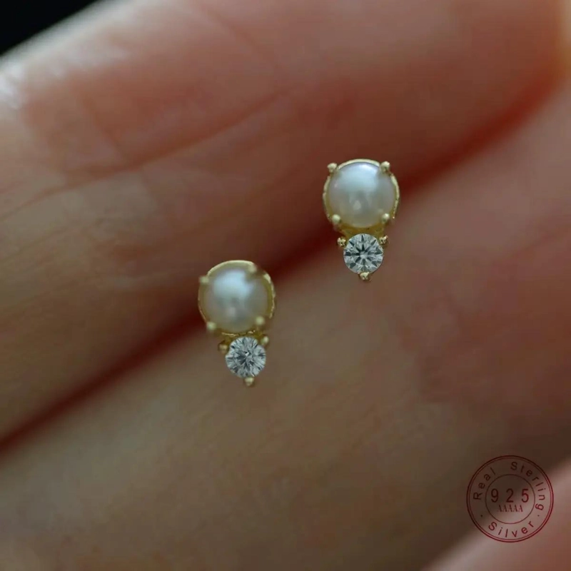 AROS DE PERLA EN ORO DE 18KT Y PLATA 925 ELEGANTES - 7