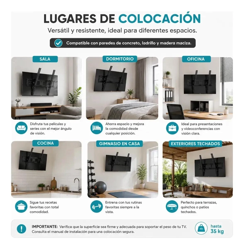 SOPORTE MURAL INCLINABLE PARA TELEVISORES DE 32 A 55 PULGADAS - 5