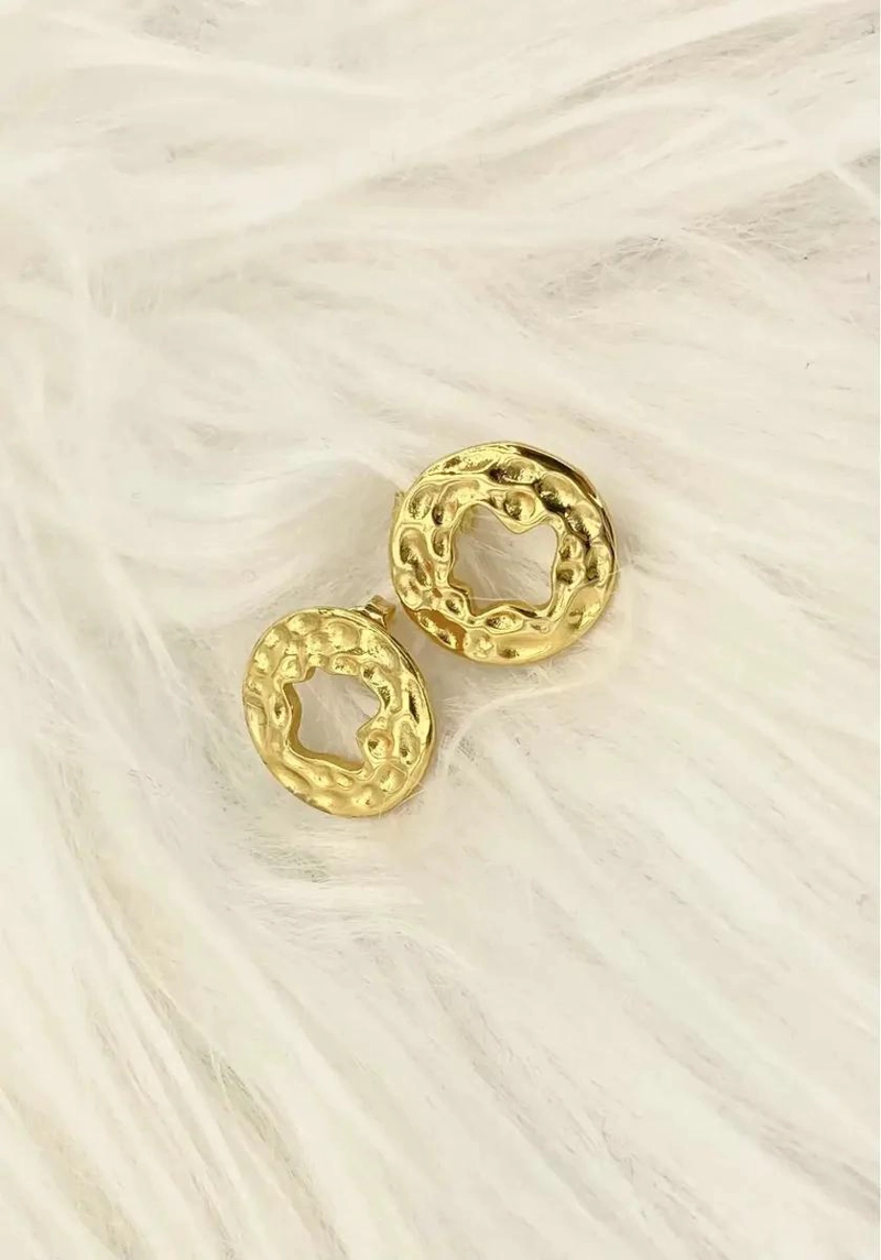 AROS DE PLATA S925 CON BAÑO DE ORO Y DISEÑO IRREGULAR - 2