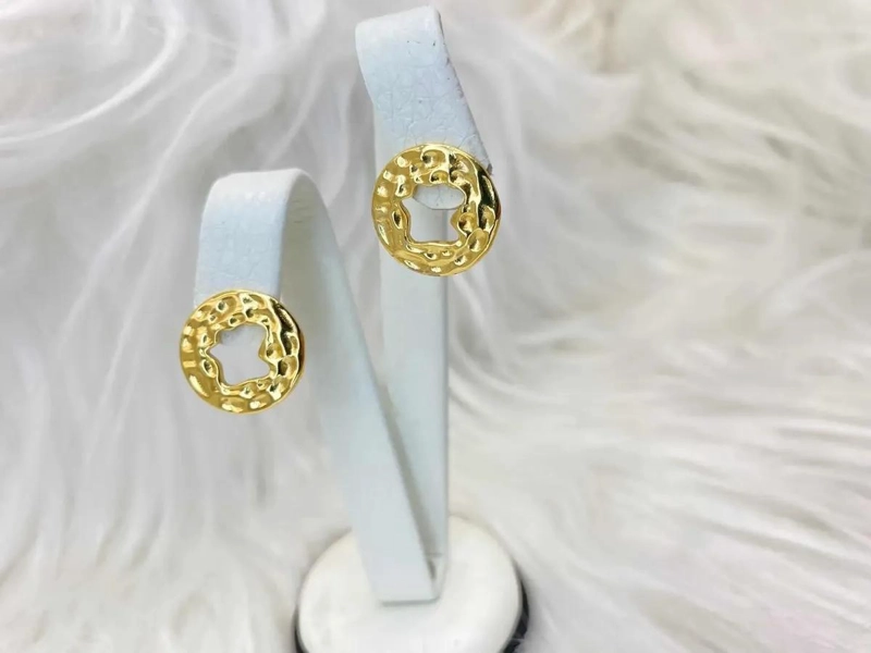 AROS DE PLATA S925 CON BAÑO DE ORO Y DISEÑO IRREGULAR - 3