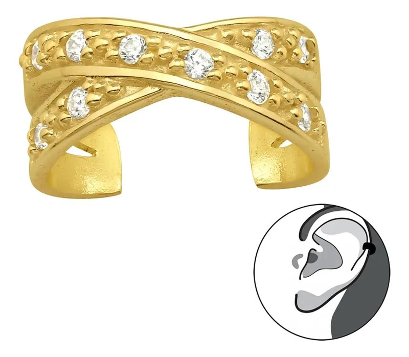 ARO A PRESION DORADO EN PLATA 925 PARA MUJER Y NIÑA - 1