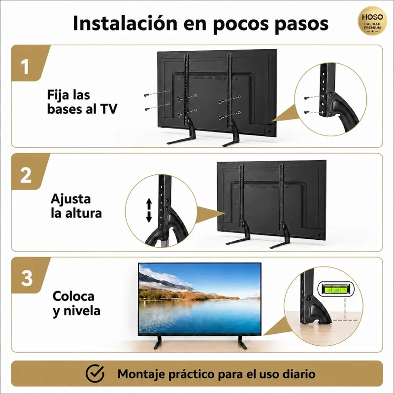 SOPORTE UNIVERSAL DE MESA PARA TELEVISORES DE 37 A 75 PULGADAS - 5