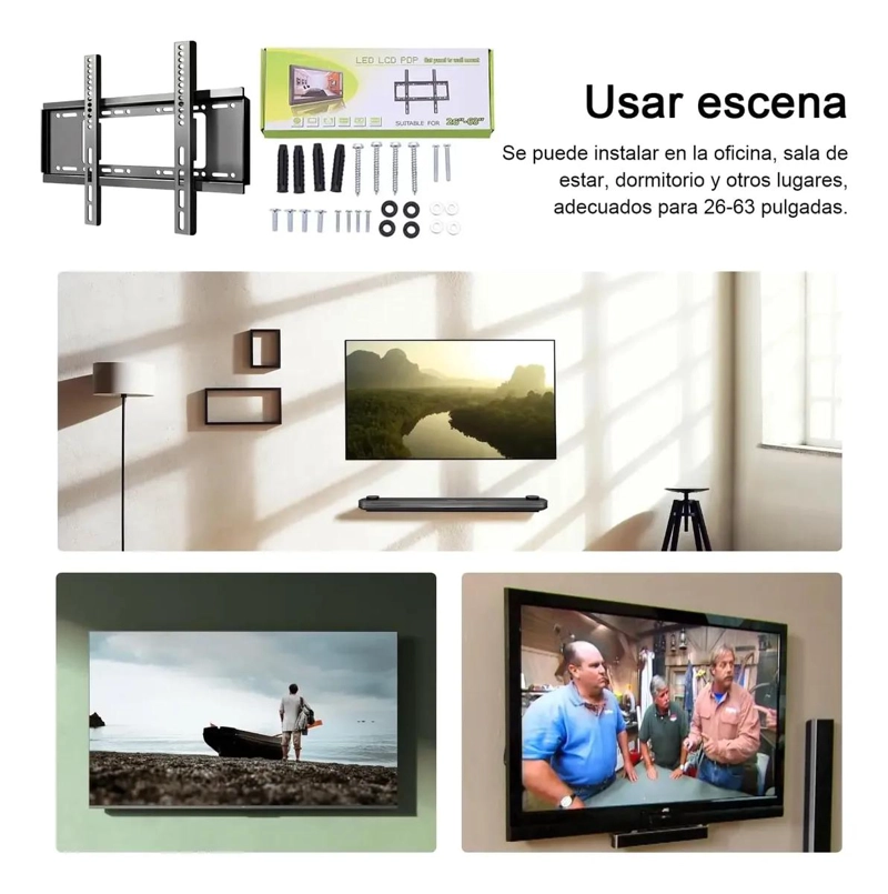 PACK DE SOPORTES PARA TV DE 26 A 63 PULGADAS EN PARED - 8