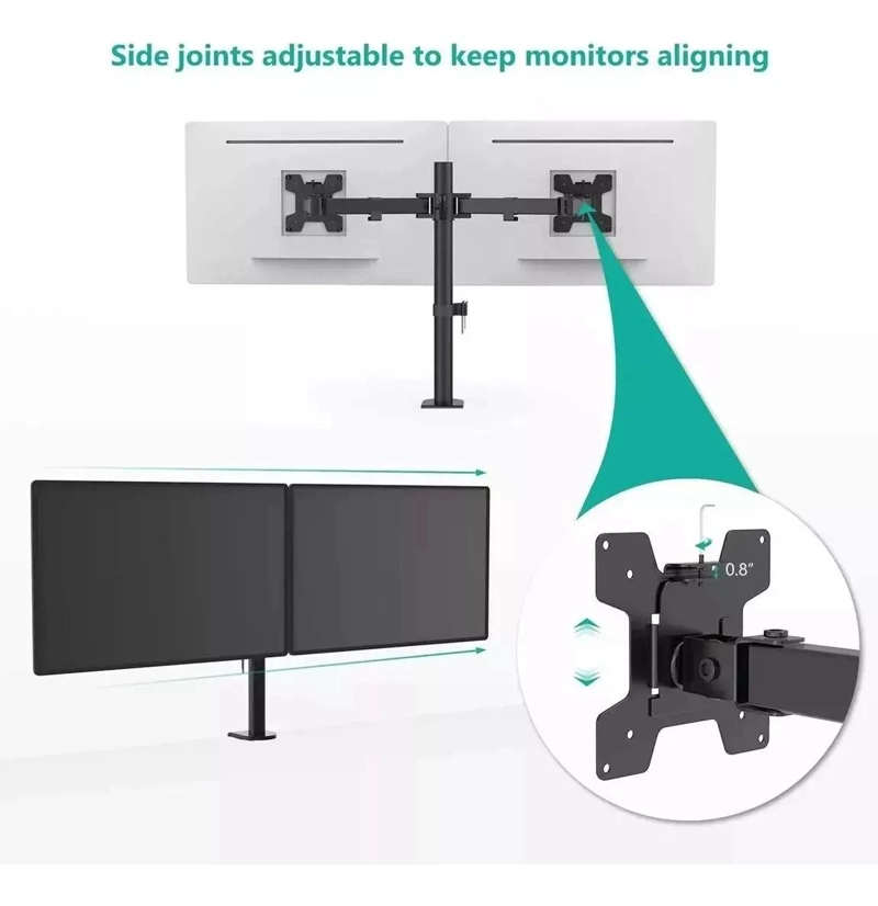 SOPORTE DE MONITOR DOBLE PARA ESCRITORIO ARTICULADO DE 17 A 32 PULGADAS - 4