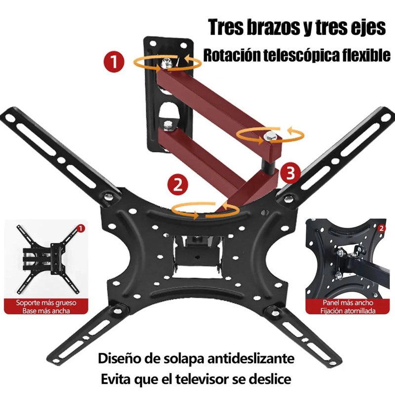SOPORTE DE PARED ARTICULADO PARA TELEVISORES DE 14 A 55 PULGADAS - 9