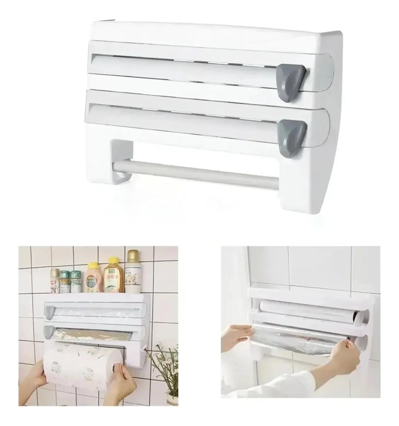 PORTARROLLO DISPENSADOR TRIPLE PARA TOALLAS DE COCINA - 4