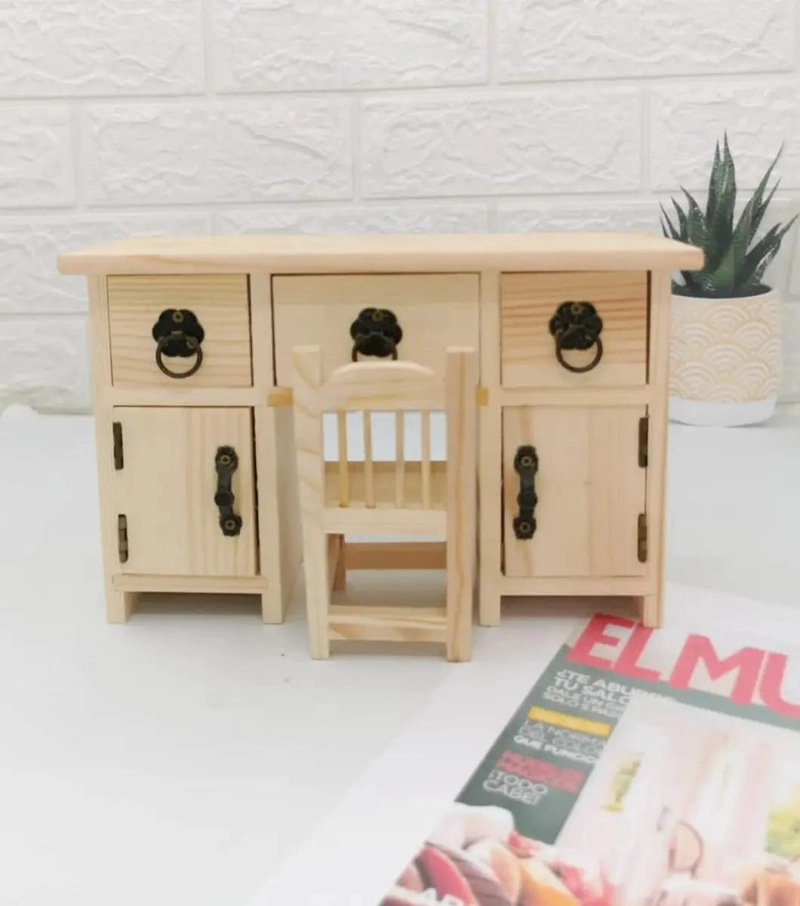 CAJA ORGANIZADORA DE MADERA CON DISEÑO DE PEINADORA - 3