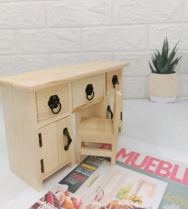 CAJA ORGANIZADORA DE MADERA CON DISEÑO DE PEINADORA - 4