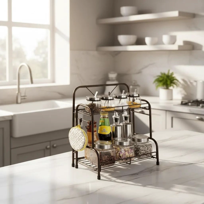 ORGANIZADOR METALICO DE 2 NIVELES PARA COCINA Y BAÑO - 1