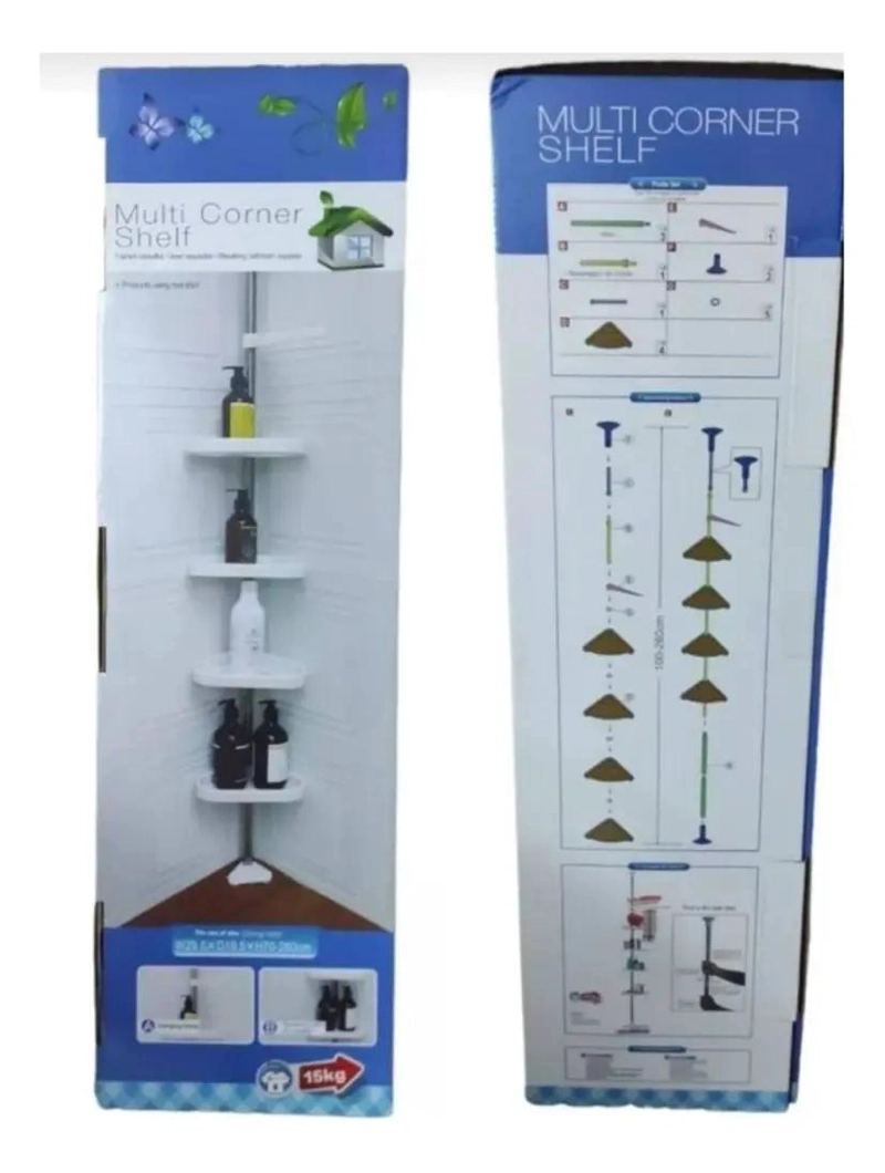 ORGANIZADOR ESQUINERO DE BAÑO CON 4 ESTANTES AJUSTABLES - 1