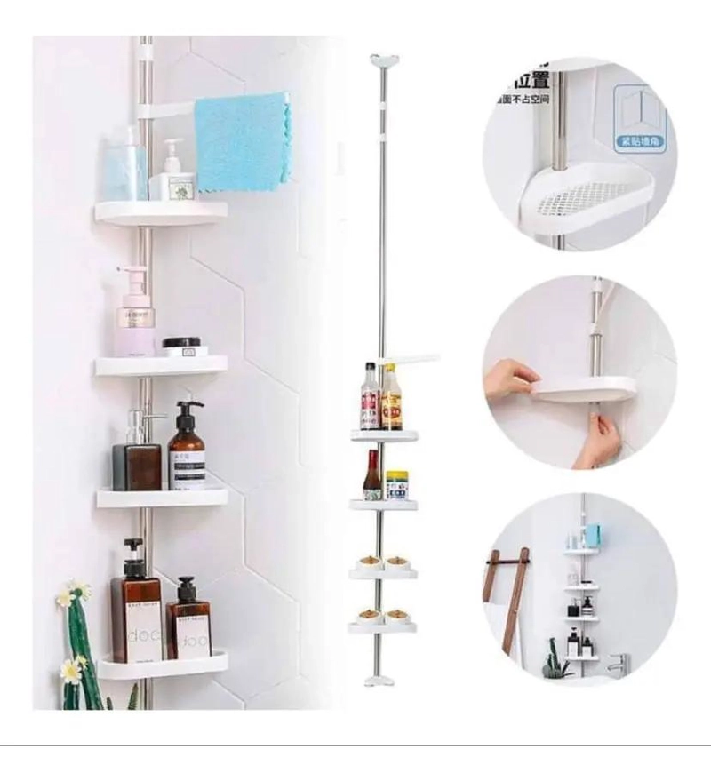 ORGANIZADOR ESQUINERO DE BAÑO CON 4 ESTANTES AJUSTABLES - 2