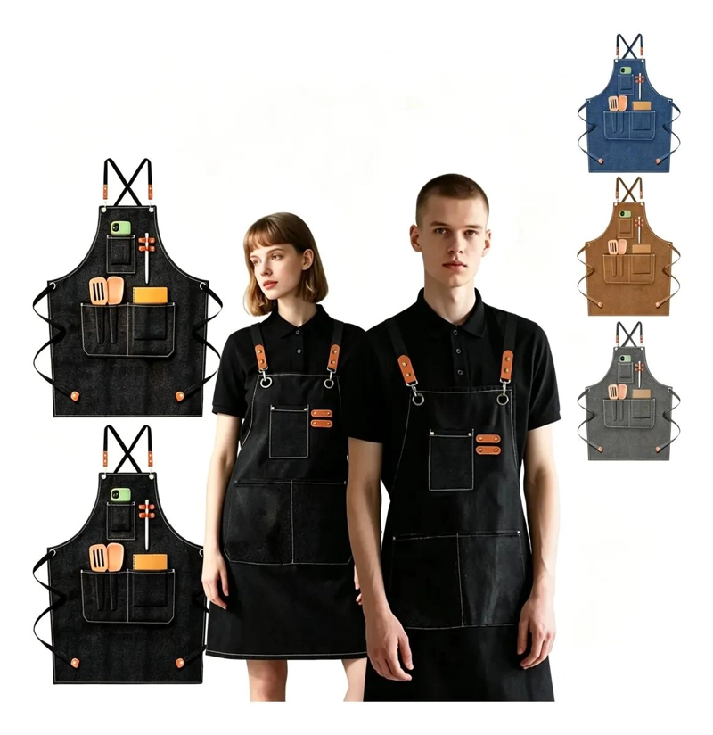 DELANTAL DE COCINA AJUSTABLE UNISEX CON BOLSILLOS Y DISEÑO PRACTICO - 1