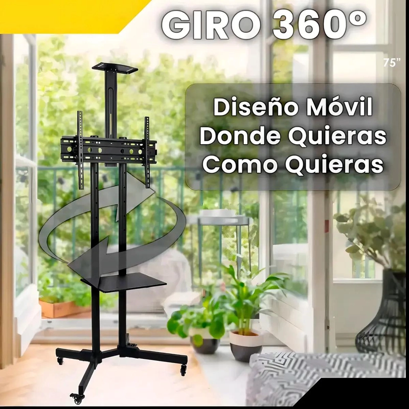 SOPORTE PEDESTAL MOVIL PARA TELEVISORES DE 32 A 75 PULGADAS - 4