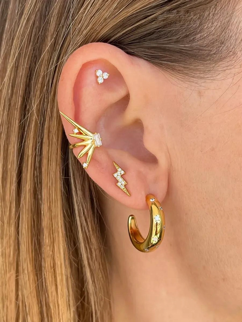 AROS ARGOLLAS DORADAS DE PLATA 925 PARA MUJER - 2
