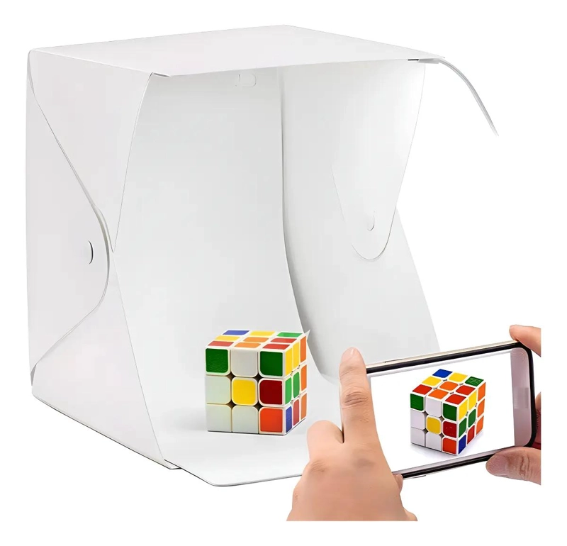 ESTUDIO FOTOGRAFICO PLEGABLE CON LUZ LED Y FONDOS - 1